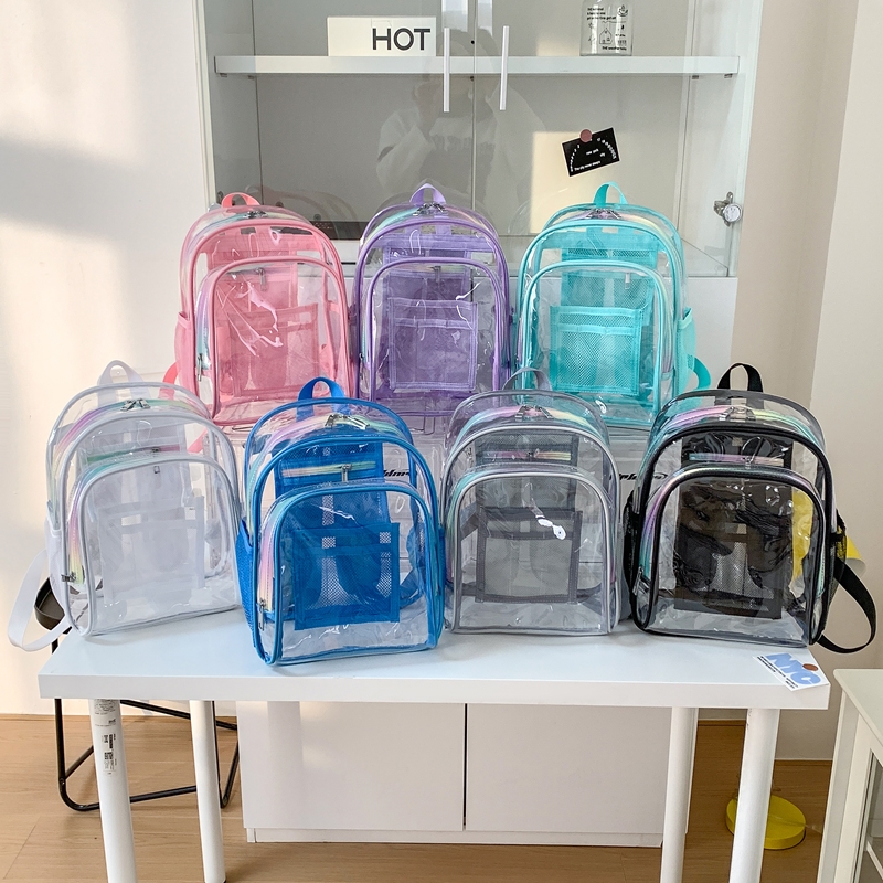 Women Bags For Sale - PVC Şeffaf Fermuarlı Büyük Kapasiteli Sırt