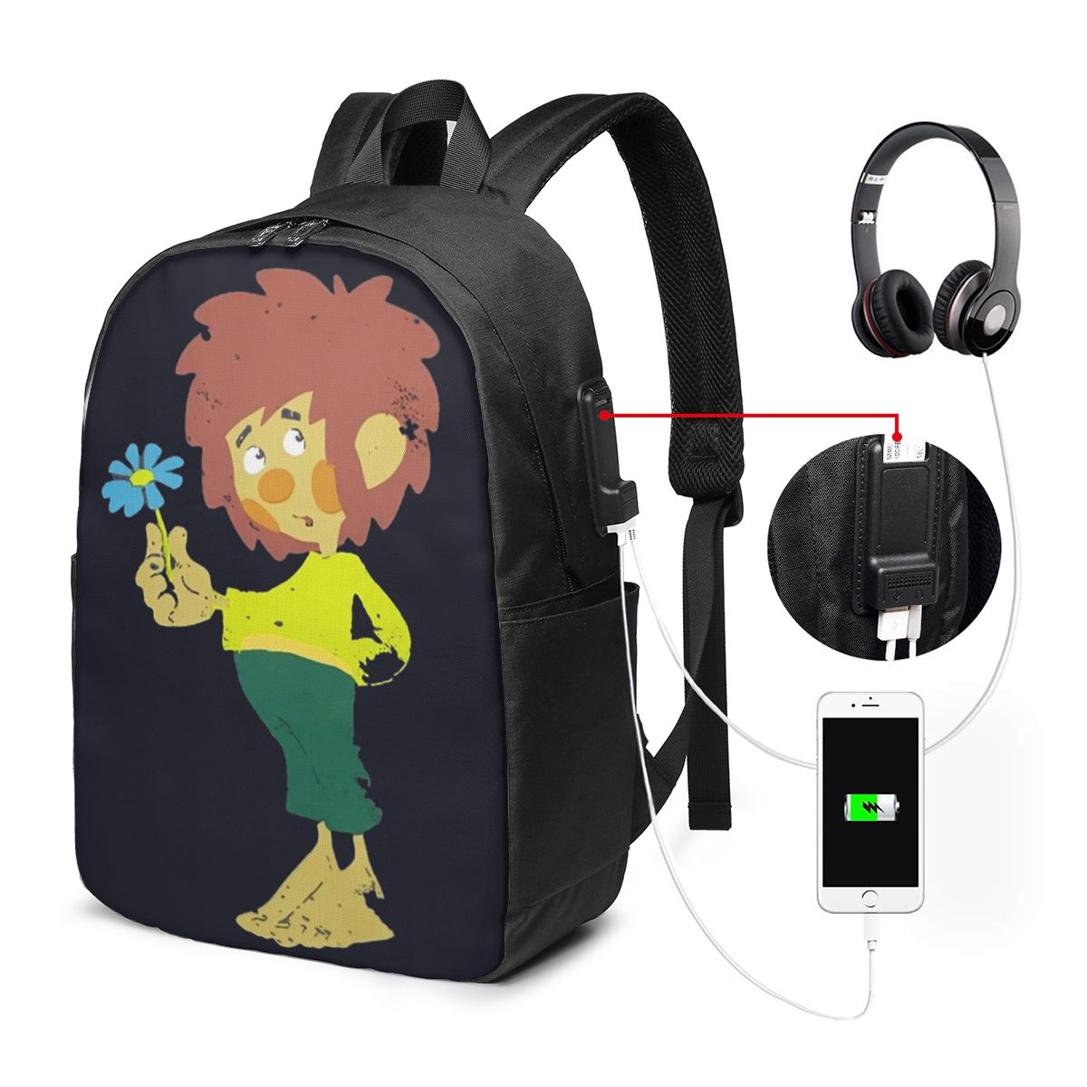 Women Bags For Women - Pumuckl Blume - Figur Sırt Çantası
