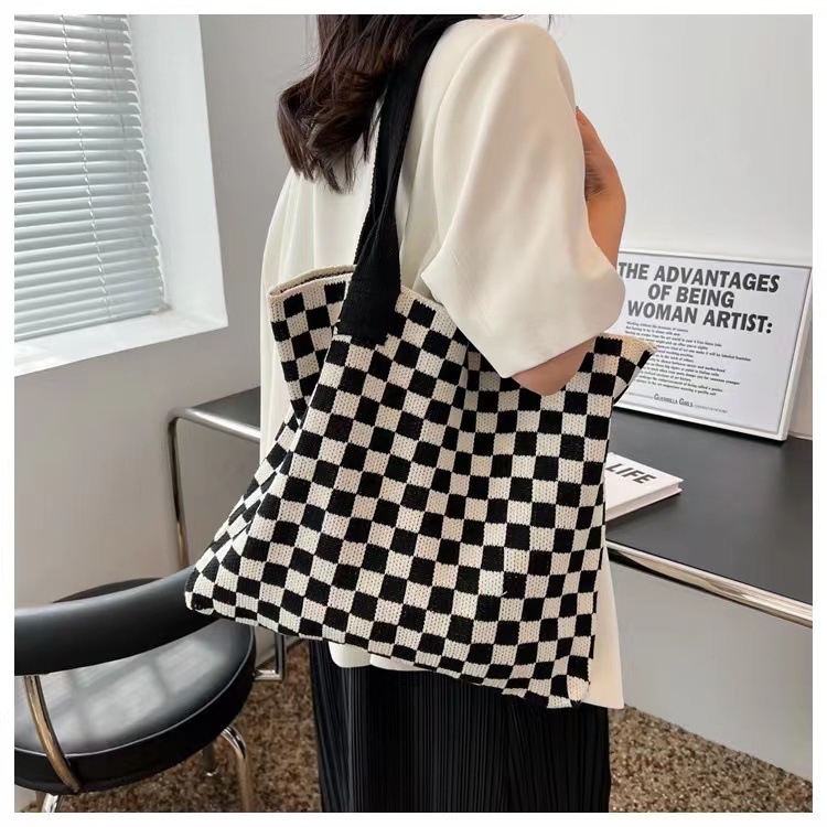 Women Bags Designer Sale - Çok Satan Büyük Kapasiteli Ekose Yün