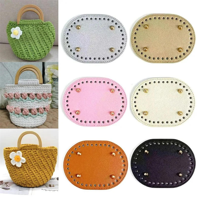 Crochet Market Bag - 14.5x11 cm Oval Alt Örme Çanta