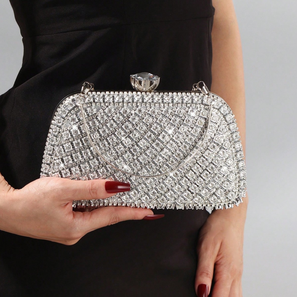 Clutch Bag Evening - Lüks Elmaslar Glitter Akşam Çantaları Gümüş