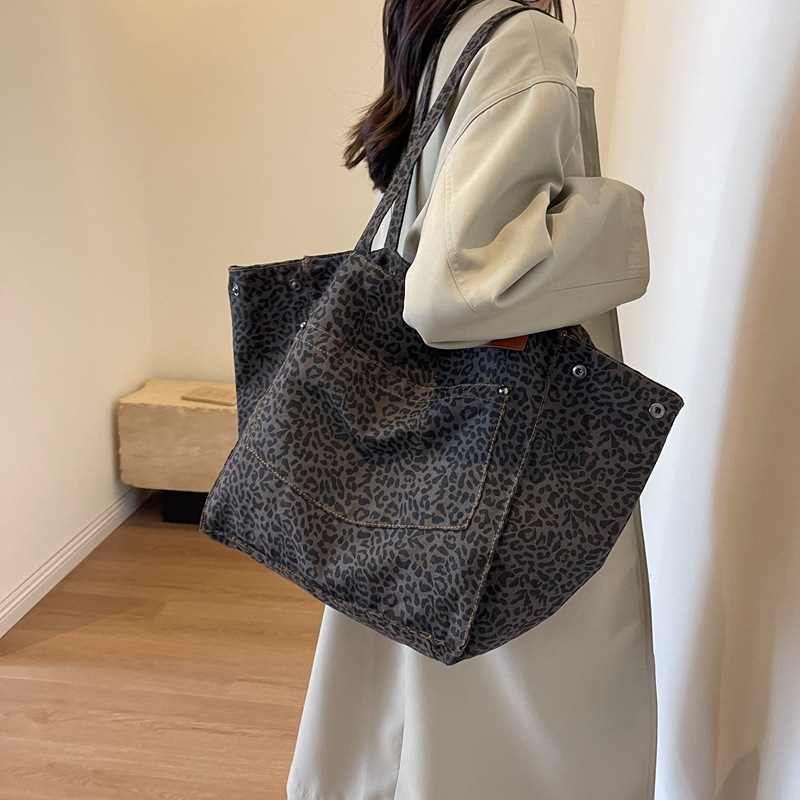Leopar Desenli Bez Çanta Vinta - Women'S Work Bags Tote incelemesi ve fiyatı